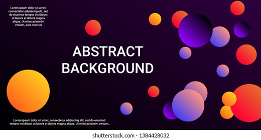 Gradients balls shapes. Modern design of coverages. Vector geometric illustration. Halftone, 3d. Abstract background of  violet, orange, red  gradients balls shapes.