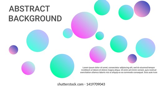 Gradients balls shapes. Modern design of coverages. Vector geometric illustration. Halftone, 3d. Abstract background of  pink, blue, green  gradients balls shapes.