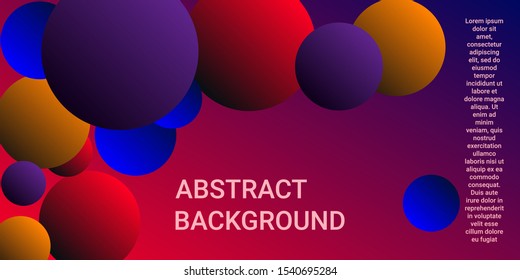 Gradients of balls shapes. Modern design of coverages. Vector geometric illustration. Halftone, 3d. Abstract background of blue, purple, red, yellow gradients beads shapes.