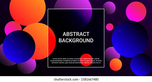 Gradients of balls shapes. Modern design of coverages. Vector geometric illustration. Halftone, 3d. Abstract background of blue, purple, red, orange gradients beads shapes.