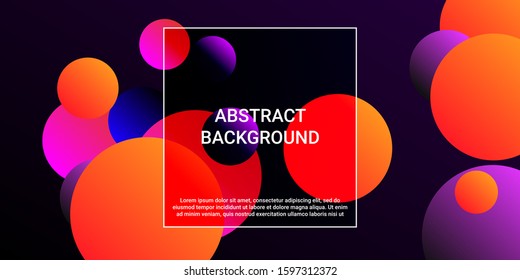 Gradients of balls shapes. Modern design of coverages. Vector geometric illustration. Halftone, 3d. Abstract background of blue, purple, red, orange gradients beads shapes.