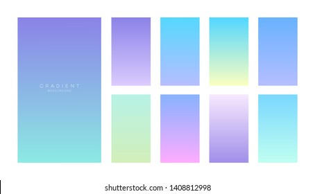 Gradients collection. Smartphone screens with soft colors. Abstract backgrounds for mobile app
