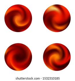 Gradients kit with round smooth backgrounds. Creative retro style of 80th. Trendy soft color concept. Red elegant and easy editable colorful fluid covers for your creative projects.