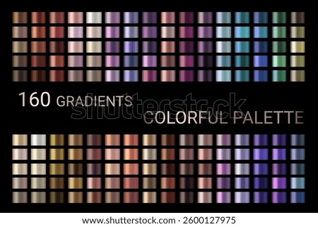 Gradients Palette Vector set of metallic gradients glossy colors backgrounds Gold, bronze, silver, chrome, metal, black, red, green, blue, purple, pink, yellow, gold turquoise colors