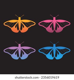 gradients set of butterflies isolated