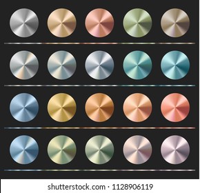 Gradients set template, metallic texture, radial glossy background, vector illustration