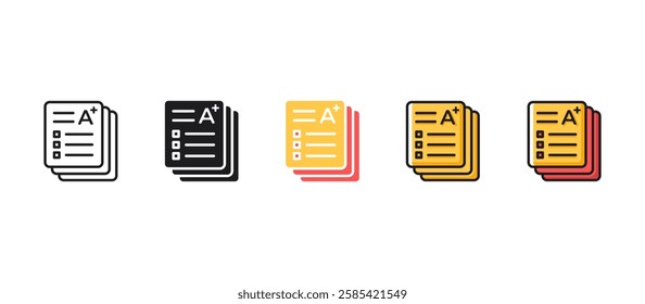 Grading or assessment icon in flat vector style. Simple and modern vector illustration representing academic excellence, achievement, education, success, and student performance.