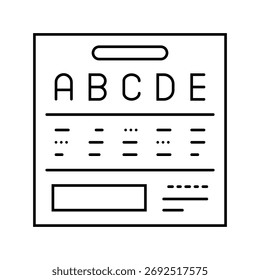 Sistema de clasificación Vector de la plataforma de educación Icono de línea. Sistema de clasificación Señal de la plataforma de educación. Contorno aislado Ilustración negra