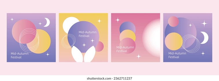 Gradual change poster of China Mid-Autumn Festival, moon cake packaging materials, background picture of moon illustration elements of Mid Autumn Jade Rabbit-1