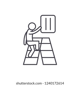 Gradual development line icon concept. Gradual development vector linear illustration, symbol, sign