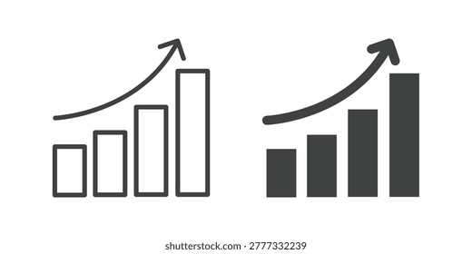Gradual Increase Graph icon. Line and glyph solid icon