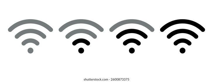 Gradual transition of WiFi signal bars from weak to strong, symbolizing connection strength variations