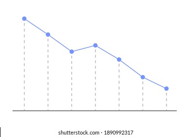 Gradually decreasing graph in blue. Vector illustration.