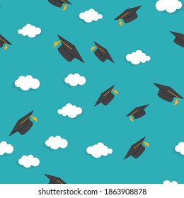 Graduarion Education Seamless Pattern Background. Vector Illustration EPS10