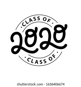 Graduate 2020. Class of 2020. Lettering Graduation logo stamp. Vector illustration. Template for graduation design, party, high school or college graduate, yearbook.