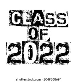 Graduate 2022. Class of 2022. Lettering Vector illustration. Template for graduation design, party, high school or college graduate, white background