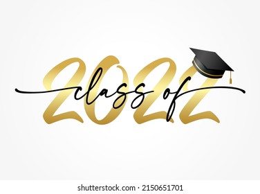 Graduate 2022 class of with square academic cap. Vector illustration