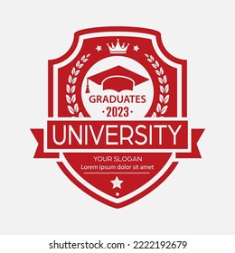 Graduate 2023. Medallion or emblem for creative design of diplomas, certificates, certificates, websites, applications and thematic design. Flat style