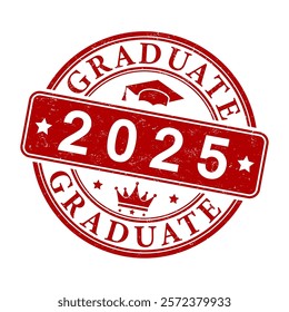 Graduate 2025. An impression of a round seal with scuffs. The idea for graduation cards, banners, labels, stickers, websites, social networks and creative design