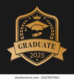 Graduate in 2025. A medallion template for a diploma, a certificate, an identity card, a website, an application. Creative design idea