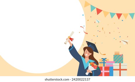 A graduate with a bachelor's hat and diploma