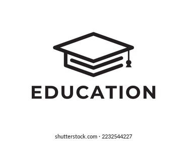 graduate with book logo. education design concept, student progress and success in learning.