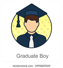 Graduate Boy and graduation icon concept