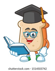 graduate bread mascot character design vector