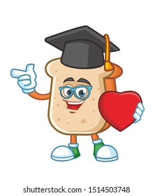 graduate bread mascot character design vector