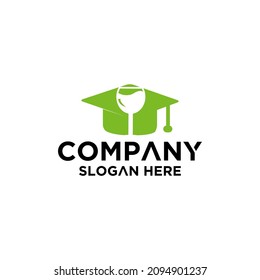 Graduate, Campus, Education logo design. and magnifying glass logo