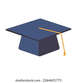 Graduate cap or academic cap icon design template elements, mortarboard or trencher in flat design style vector illustration

