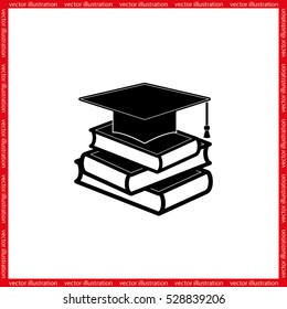 graduate cap and books vector icon eps10.