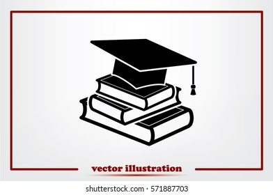 graduate cap and books vector icon eps10