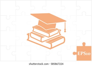 graduate cap and books vector icon eps10