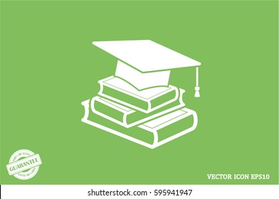 graduate cap and books vector icon eps10