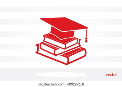 graduate cap and books vector icon eps10