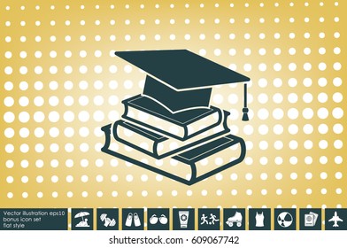 graduate cap and books vector icon eps10