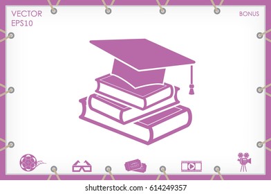 graduate cap and books vector icon eps10