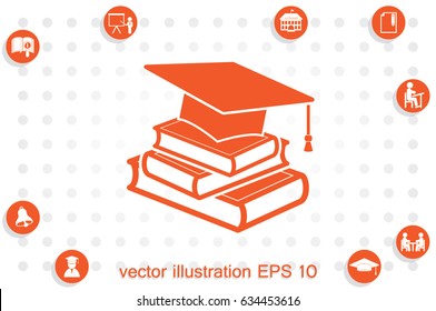 Graduate Cap And Books Vector Icon Eps10