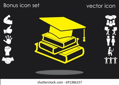 graduate cap and books vector icon eps10