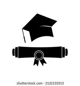 Graduate cap and diploma, education vintage set hand drawn vector illustration realistic sketch