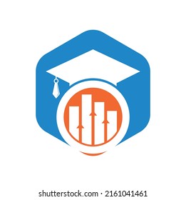 Graduate Cap with Finance Bar Chart Logo Vector. Education logo design and investment logo.
