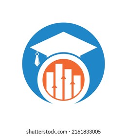 Graduate Cap with Finance Bar Chart Logo Vector. Education logo design and investment logo.