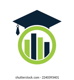 Graduate Cap with Finance Bar Chart Logo Vector. Education logo design and investment logo.