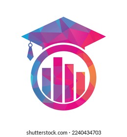 Graduate Cap with Finance Bar Chart Logo Vector. Education logo design and investment logo.