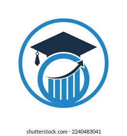 Graduate Cap with Finance Bar Chart Logo Vector. Education logo design and investment logo.