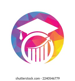 Graduate Cap with Finance Bar Chart Logo Vector. Education logo design and investment logo.
