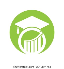 Graduate Cap with Finance Bar Chart Logo Vector. Education logo design and investment logo.