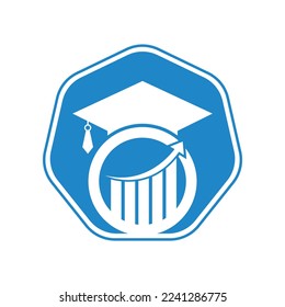 Graduate Cap with Finance Bar Chart Logo Vector. Education logo design and investment logo.