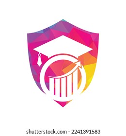 Graduate Cap with Finance Bar Chart Logo Vector. Education logo design and investment logo.